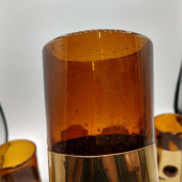 Rare Felipe Derlfinger Caged (metal band) hand blown Amber Tom Collins Glasses - Picture 11 of 16